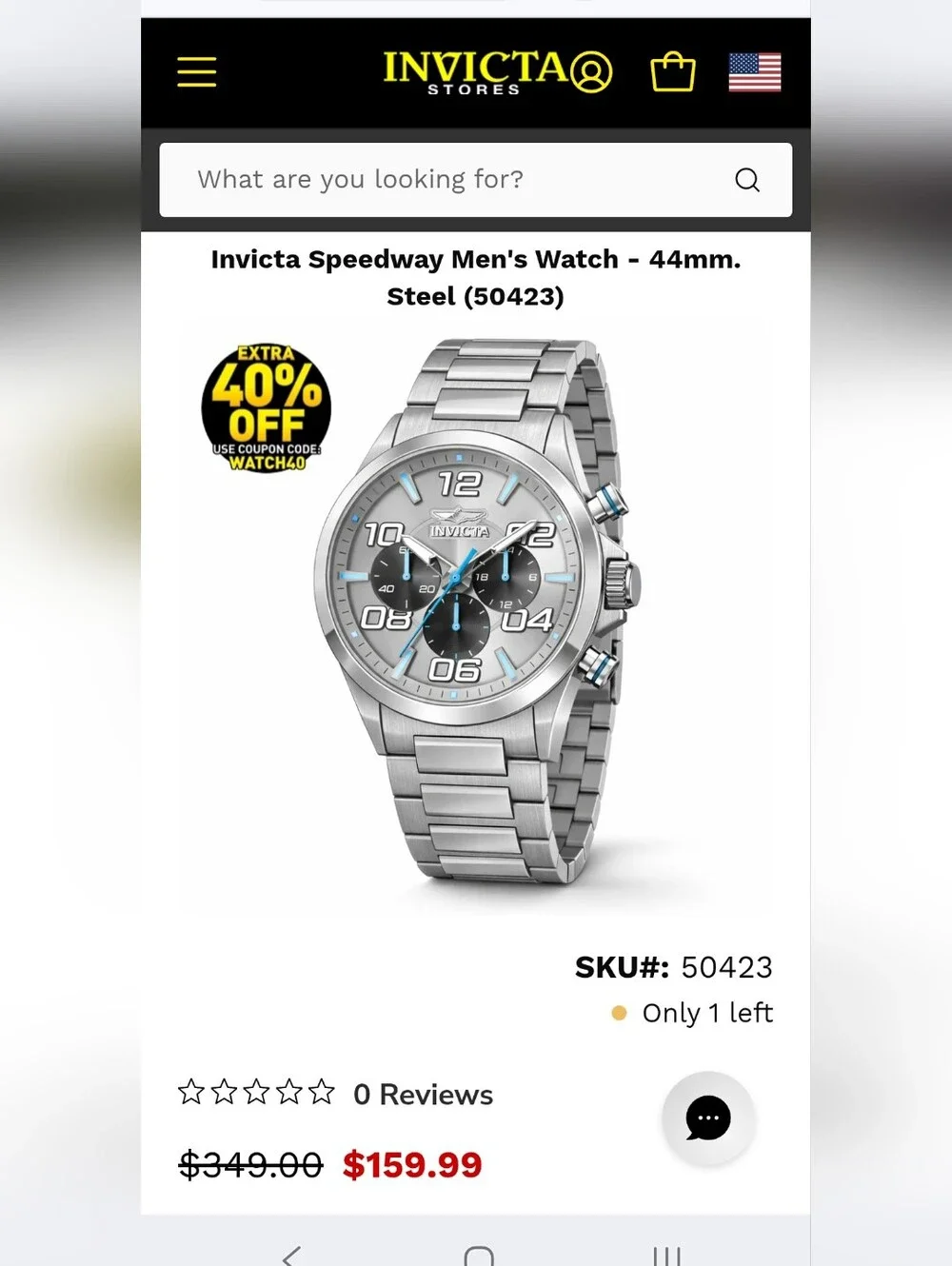 282.  Invicta Speedway Men's Watch - 44mm. Steel (50423)
